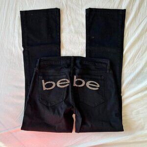 Y2k Bebe flared black jeans with sequin lettering on the back Waist 26 In perfec